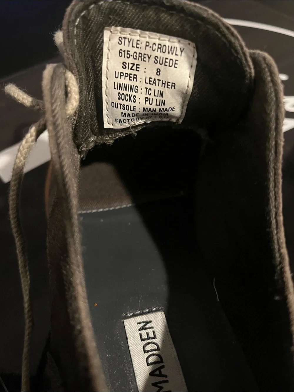 Steve Madden Men's Dark Gray Lace-Up Casual Shoes New Size 8